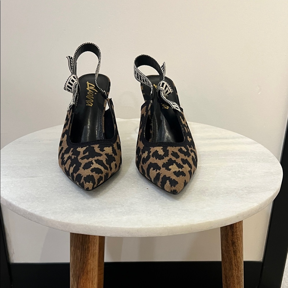 Liliana Brown Leopard Slingback Heels